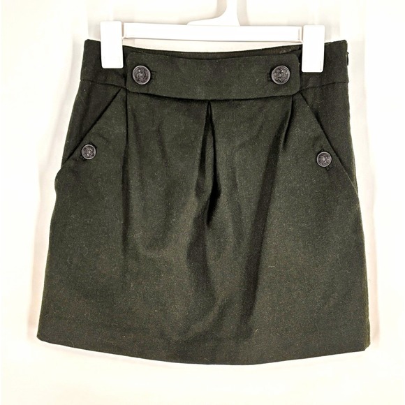 Banana Republic Dresses & Skirts - Banana Republic Womens Wool Mini Skirt Sz 2 Military Preppy Twee Academia Ivy